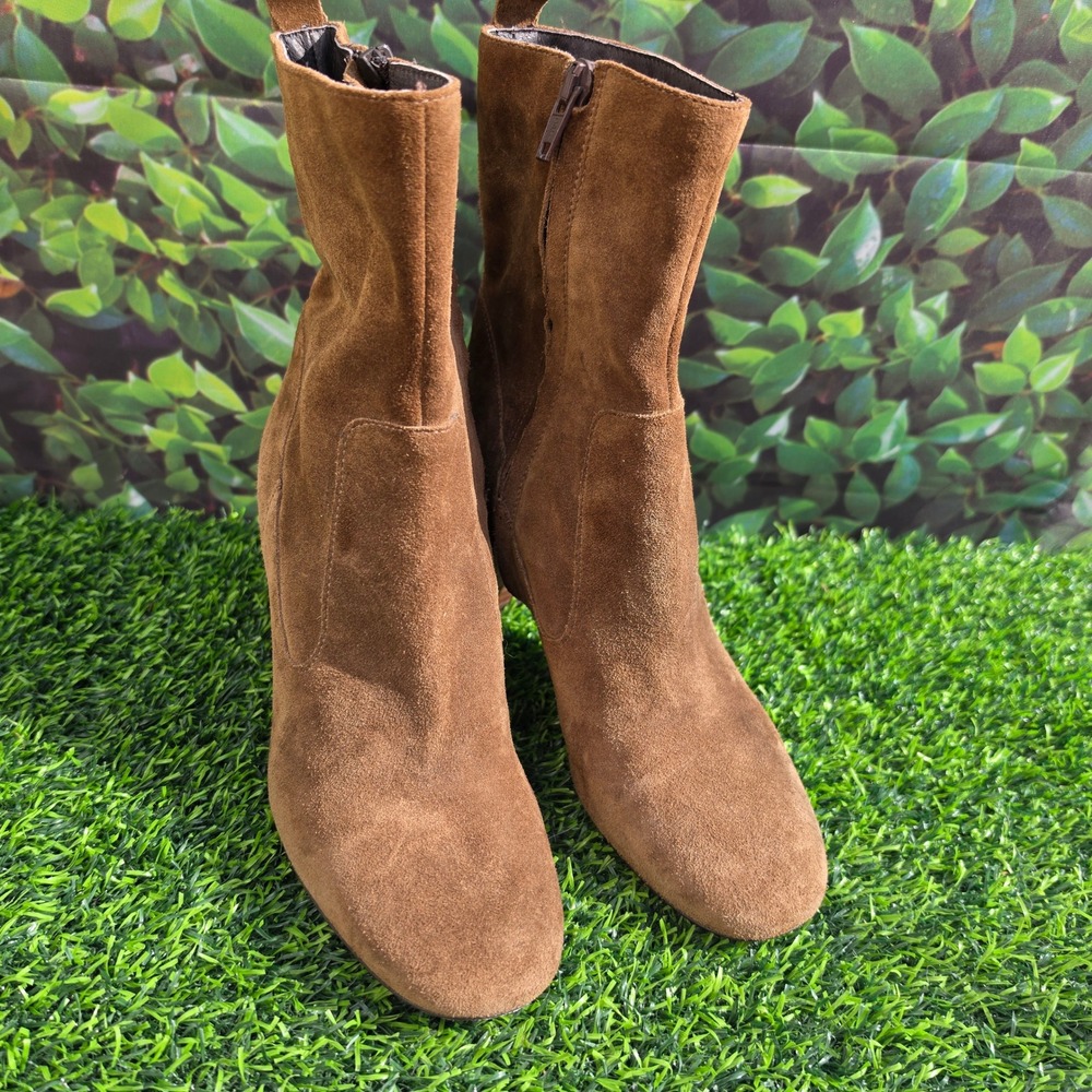 San Marina Brown Suede Leather Ankle Boots Block Heel Portugal Size 36